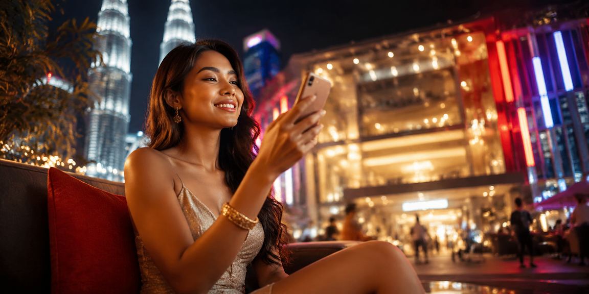 Pengguna we1win menggunakan telefon pintar untuk bermain secara bertanggungjawab di Kuala Lumpur